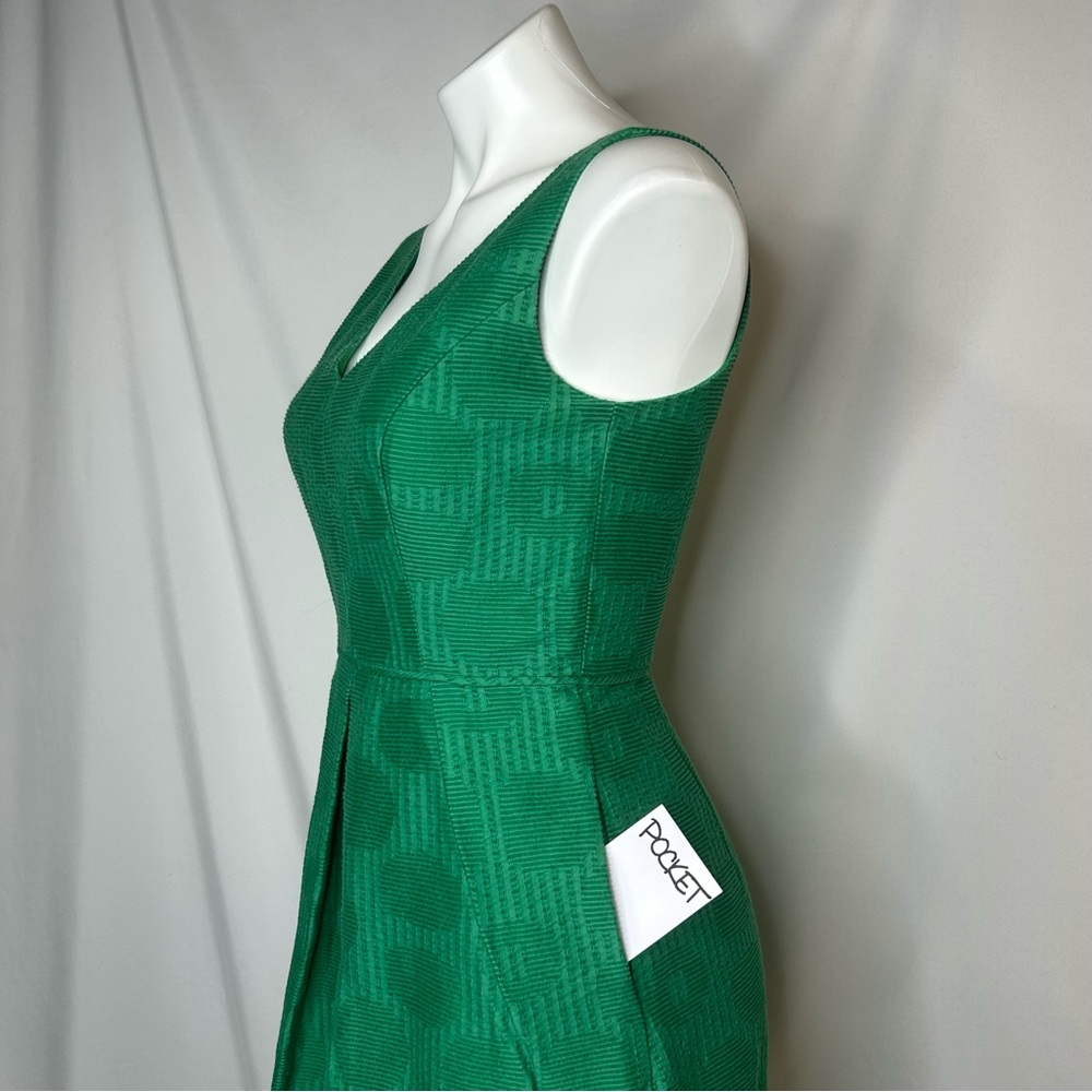 J.CREW Jacquard V-Neck "Dublin Green" Mini Dress, 2 - Picture 6 of 12